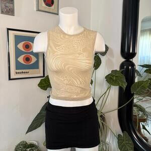 I.AM.GIA Amina Top in a tan burnout mesh and velvet fabric